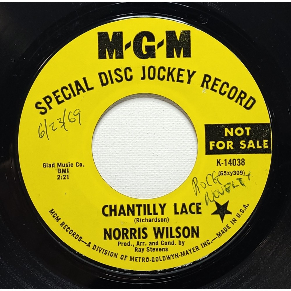 Norris Wilson "Chantilly Lace / Love Hurts" Promo 45 RPM 1969 Rock EX